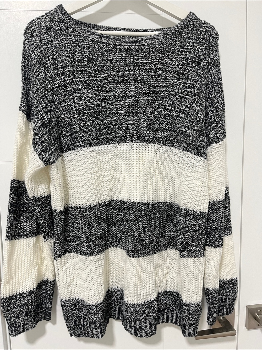 Women’s Black & White Striped Knit Sweater